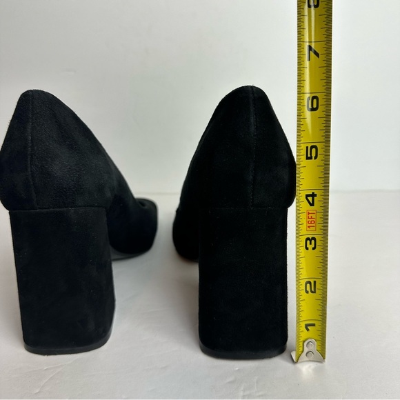 Zara Block Heels Women's Size 8 or EU 38 Square Toe Black Suede Minimalist - Picture 3 of 9